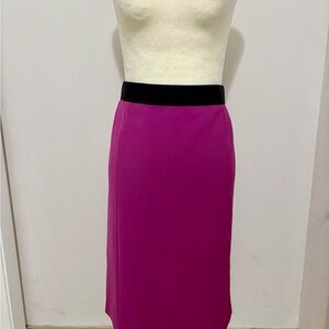 Tahari Fuchsia Pencil Skirt with Black Waistband
